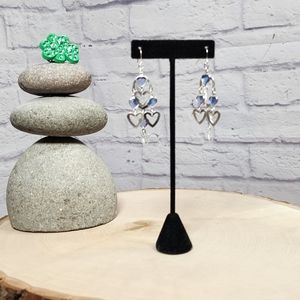 Fashion Earrings Women's/ Blue and Silver Hearts/NWT